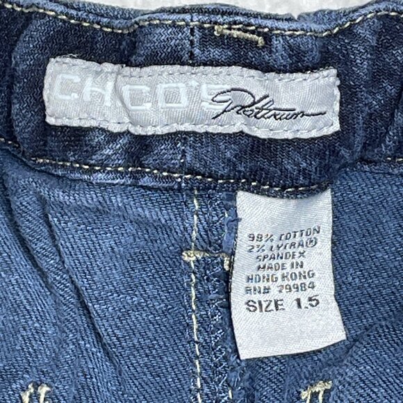 Chicos Jeans Womens US 10 Blue Capri High Rise Platinum Patch Pockets - Picture 7 of 8